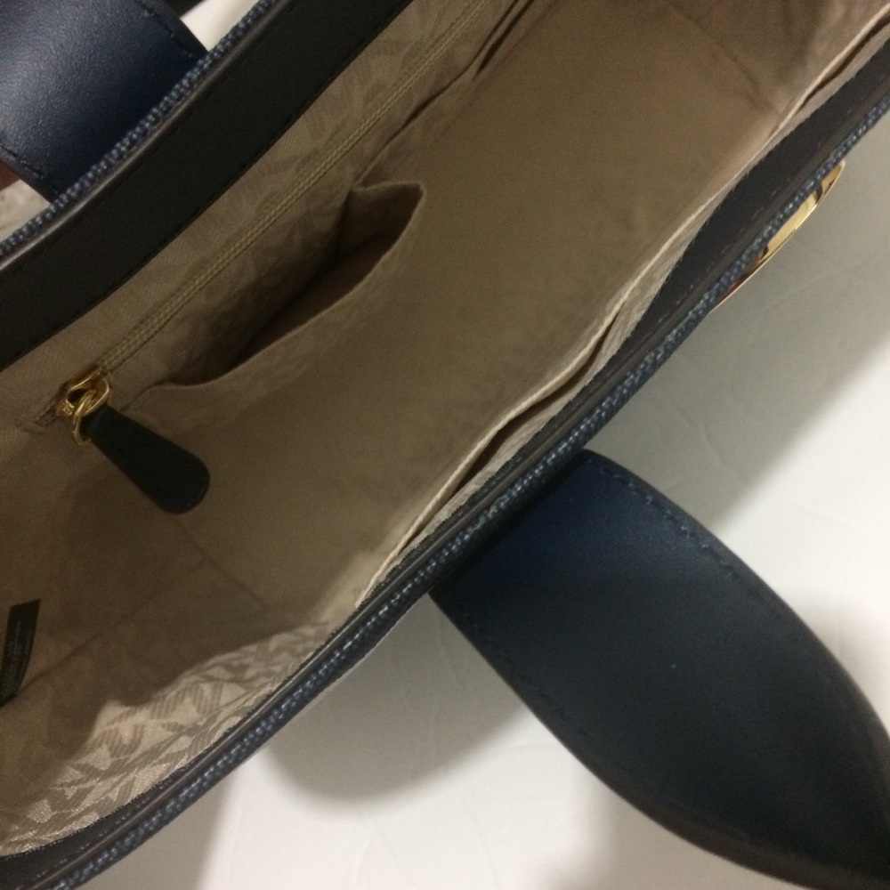 MICHAEL KORS MK Fulton Navy Striped Canvas Tote - Picture 9 of 9